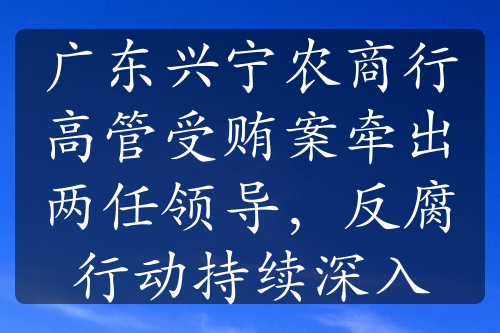 廣東興寧農(nóng)商行高管受賄案牽出兩任領(lǐng)導(dǎo)，反腐行動持續(xù)深入