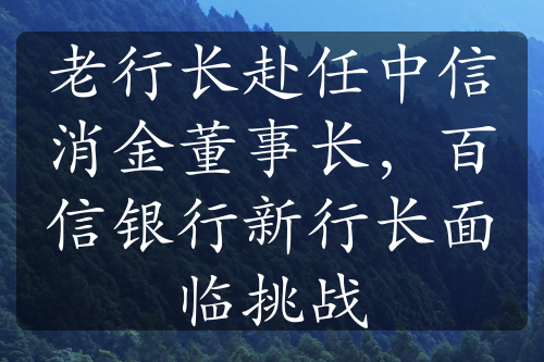 老行長赴任中信消金董事長，百信銀行新行長面臨挑戰(zhàn)