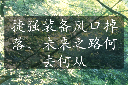 捷強裝備風口掉落，未來之路何去何從