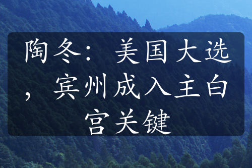 陶冬：美國大選，賓州成入主白宮關(guān)鍵