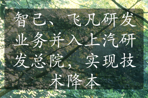 智己、飛凡研發(fā)業(yè)務(wù)并入上汽研發(fā)總院，實(shí)現(xiàn)技術(shù)降本