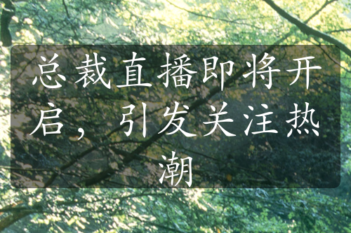 總裁直播即將開啟，引發(fā)關(guān)注熱潮