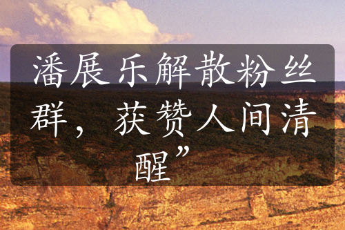 潘展樂(lè)解散粉絲群，獲贊人間清醒”