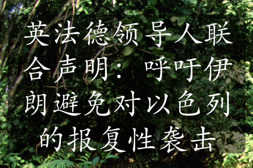 英法德領(lǐng)導(dǎo)人聯(lián)合聲明：呼吁伊朗避免對以色列的報復(fù)性襲擊
